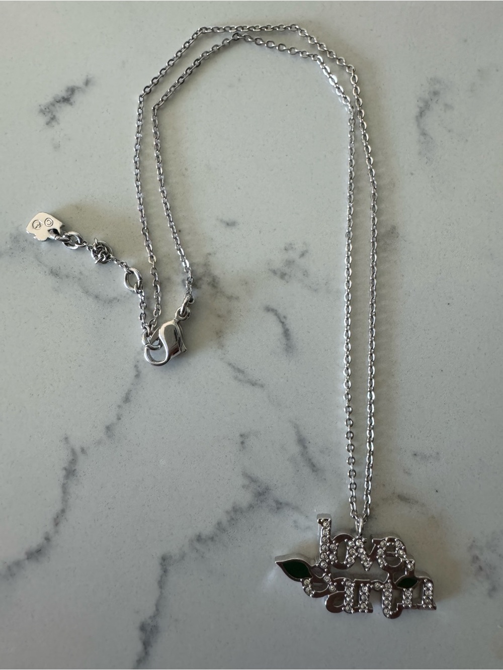 Swarovski Silver 'Love Earth” Crystal Pendant Necklace - Women's Jewelry